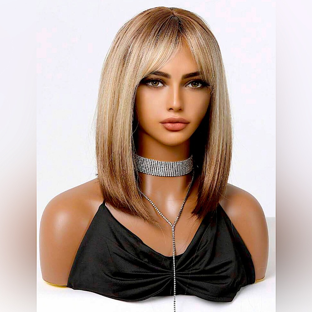 Multi color, blonde/dark 16 inch wig